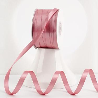 Imagem de MEEDEE Fita de cetim blush 100 metros Lux, dupla face, cetim rosa blush, 100 metros, rolo de fita fina para embrulho de presente, suprimentos de festa, aniversário, chá de bebê, casamento, artesanato