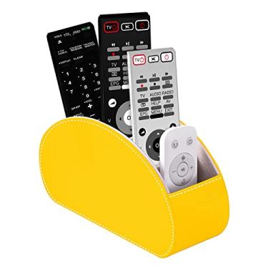 Imagem de Caixa organizadora de suporte de controle remoto com 5 compartimentos de couro sintético multifuncional para escritório, armazenamento de TV, controle remoto para reprodutor de mídia, pincel, lápis