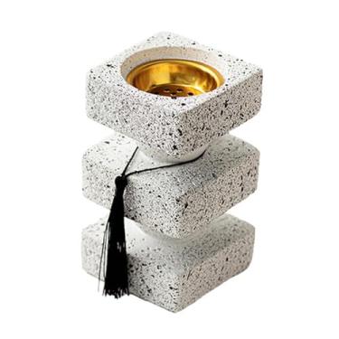 Imagem de Bothyi Queimador de Incenso Porta-Incenso Centro de Mesa Compacto Resina Artesanal Incensário Fragrância para Casa para SPA Meditação Sala de Chá Quarto, Branco, L