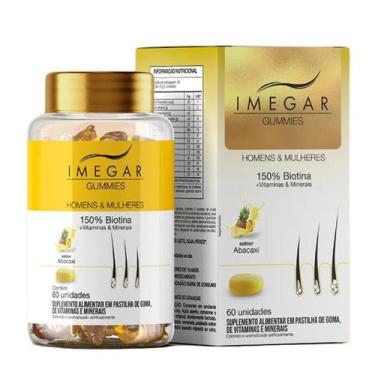Imagem de Suplemento Vitamínico Imegar Hair Gummies Abacaxi C/60 Caps - Prowin