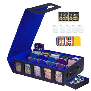 Imagem de Pluscraft 3900 + caixa de armazenamento de cartas colecionáveis MTG Commander Deck Box TCG Deck Case com visor bandeja de dados, organizador de cartões, 30 divisórias coloridas, 5 apoiadores e 5