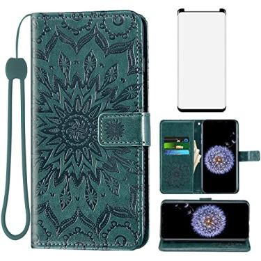 Imagem de Capa de telefone para Samsung Galaxy S9 Plus carteira com protetor de tela de vidro temperado capa flip magnética de couro suporte para cartão acessórios para celular Glaxay S9+ 9S 9+ S 9 9plus S9plus