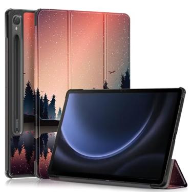 Imagem de Gylint Capa para Samsung Galaxy Tab S9 FE+ / S9+ 2023 12,4 polegadas, capa dobrável ultrafina de couro PU com suporte para Galaxy Tab S9 FE+ SM-X610 / SM-X616B / S9+ SM-X810 / SM-X816B Crepúsculo