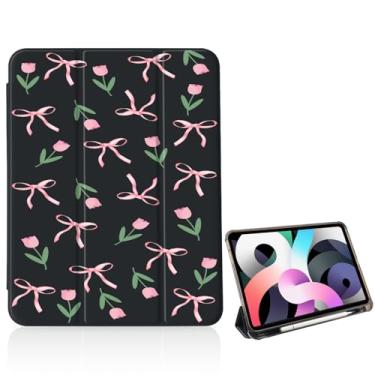 Imagem de Capa Kawaii Pink Tulip Bow para iPad Air 5/Air 4 (10,9 polegadas, 2022/2020) Air 5ª/4ª geração, [suporte para lápis + hibernar/despertar automático], capa inteligente traseira de TPU de couro macio