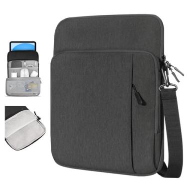 Imagem de Dadanism Bolsa de ombro para tablet de 9-11 polegadas para iPad 9/8/7th 10.2, iPad Pro 11 M4 M2 2024, iPad Air 11 polegadas 2024, iPad Air 5/4 10.9, iPad 10th 10.9, Galaxy Tab A9+/S9 FE/A8, preto e