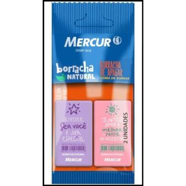 Imagem de Borracha Colorida Pull Pack Retang 1Lilas/1Rosa - MERCUR