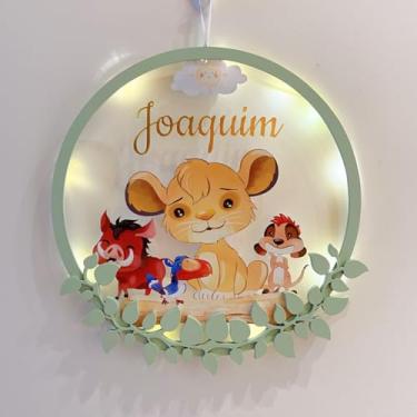 Imagem de Enfeite Porta Maternidade Rei Leão Acrílico e Espelho Led