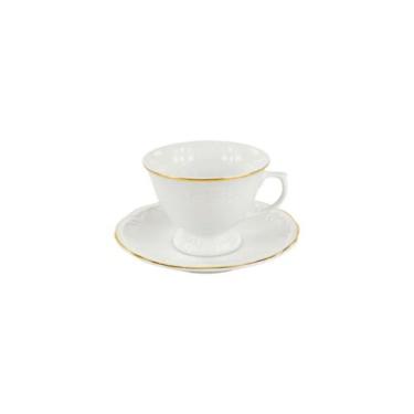 Imagem de Xícara Café com Pires 70ml Porcelana Schmidt - Dec. Filetado Ouro Pome