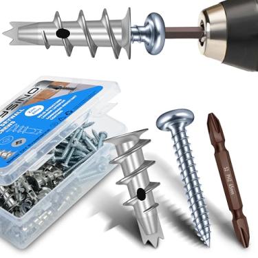 Imagem de marysino Âncoras De Metal Autoperfurantes Para Drywall Nº 8, Kit Com 50 E Parafusos, 120 Placas Gesso Serviço Pesado + Parafusos 8 X 1-1/4", Pendurar Na Parede Lb