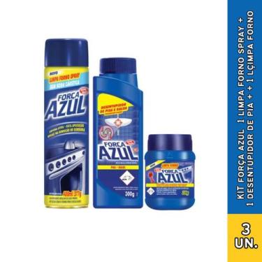 Imagem de Kit força azul 1 limpa forno spray 1 limpa forno pasta 1 desentupidor 