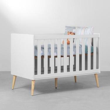 Imagem de Berço Mini Cama Theo com Pés Retrô Natural  Branco Fosco - Abra Casa