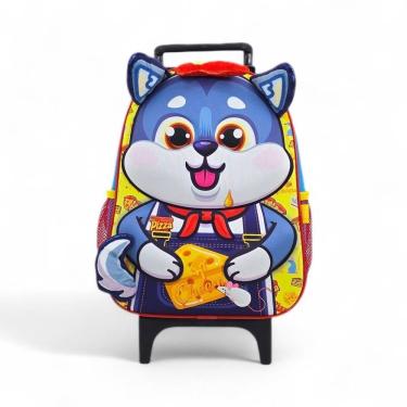 Imagem de Mochila Escolar Passeio Rodinha Bichinho Animais 3D Lobinho