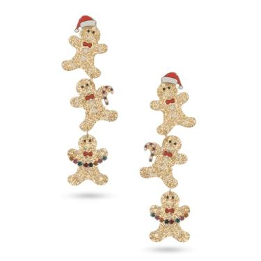 Imagem de Brincos pendentes de Natal para mulheres | Brincos de guirlanda de Papai Noel com urso de árvore de Natal | Acessório de Natal para presentes festivos, Acrílico, Strass