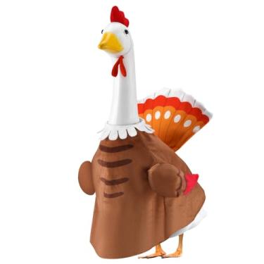 Imagem de Roupas de ganso de alpendre de peru de outono para estátua de gramado de 58 cm, fantasia de ação de graças para estátua de plástico/cimento, roupas de escultura de outono sazonal para decoração de