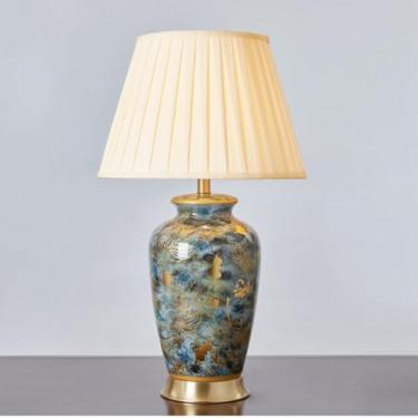 Imagem de Ginger Jar Ceramic/Metal LED Table Lamp Traditional Bedside Desk Nightstand for Bedroom Living Room Office College Bookcase LED Bulb Included/Ceramic table lamp(A-H69xD40CM)