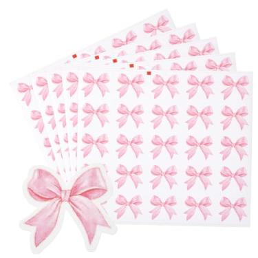 Imagem de SOFPLATE 500 peças adesivos de laço rosa adesivos de laço estéticos PP autoadesivos à prova d'água coquete gravata borboleta selo decalques decorativos para artesanato faça você mesmo cartão de