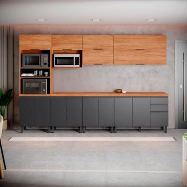 Imagem de Cozinha Completa Itatiaia Ideale 7 Peças Paneleiro Balcões Nicho Micro-ondas Cinamomo Grafite