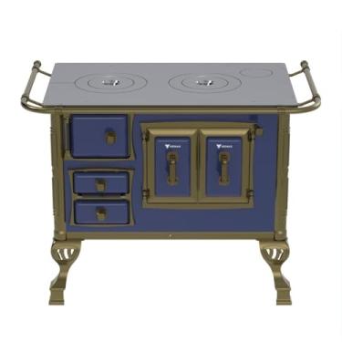 Imagem de Fogão a Lenha N 1 Colonial Azul Sem Tampa Saida Direita