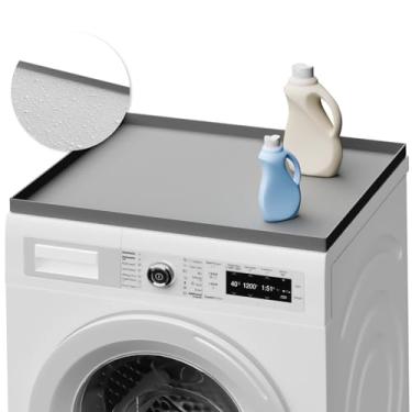 Imagem de YEEBECA Capas de lavadora e secadora para a parte superior de 60 x 60 cm, 1 tapete protetor de silicone para bancada de lavadora e secadora, para organização de lavanderia, possui um padrão