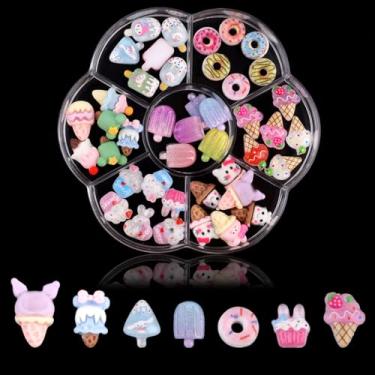 Imagem de COOSLIM Pingentes de geleca a granel, 42 peças de pingentes de doces para unhas de acrílico, lindos pingentes de resina plana para artesanato de manicure DIY, scrapbooking de ornamentos