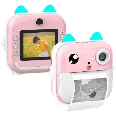 Imagem de Câmera Instantânea Infantil com Impressora e Filmadora Full HD – Rosa Câmera com impressora para crianças Brinquedo criativo para crianças