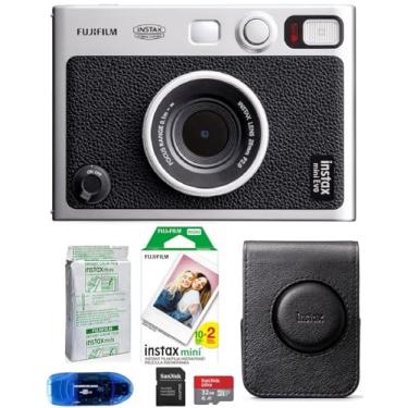 Imagem de Fujifilm Câmera instantânea híbrida INSTAX Mini EVO (preto) pacote, inclui: capa macia, mini filme (30 exposições), cartão de memória SanDisk 32 GB MicroSDHC e mais (6 itens)
