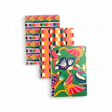 Imagem de Trio de cadernetas verde com passaros e bananas