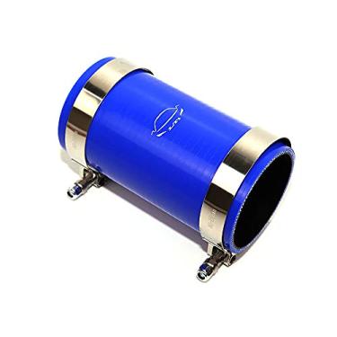Imagem de LTI Acoplador universal de 15 cm de comprimento com 4 camadas, reforçado, alto desempenho, 8,2 cm, ID de acoplador de mangueira de silicone reto com braçadeira de parafuso T 304 de aço inoxidável (azul 8,2 cm)