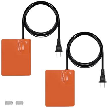 Imagem de Aquecedor de almofada de silicone – 2 peças 10 x 12,7 cm aquecedor de panela de óleo de motor de carro com protetor térmico de 90 °C e cabo de alimentação de 172 cm, aquecedor autoadesivo para automóveis (120 V 150 W)