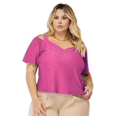 Imagem de Blusa Plus Size Feminina Alças Grossas Manga Curta Ciganinha Ombro Lai
