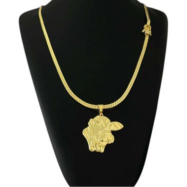 Imagem de Cordão Grumet Laminado 4Mm + Pingente Boi - Banhado A Ouro