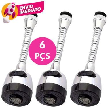 Imagem de Kit Bico Extensor Torneira Duplo Jato 360 Adaptador Flexível Arejador 