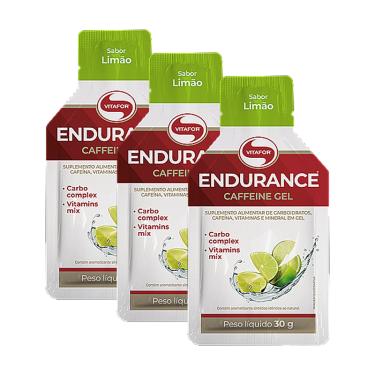Imagem de Kit 3X: Endurance Caffeine Carboidrato Gel Limão Vitafor 30g