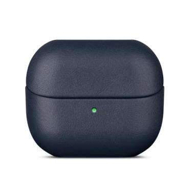 Imagem de LOPIE Capa de couro para Samsung Galaxy Buds 3 FE/Buds 3 / Samsung Buds3 Pro Capa com cordão - Feita de couro de flor integral - Capa rígida de proteção contra quedas feita à mão - azul