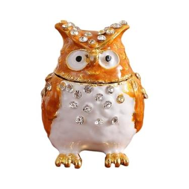 Imagem de oshhni Caixa de joias, porta-joias de, suporte exclusivo para colar e anel, organizador de joias de liga metálica, estatueta de para brincos, Amarelo