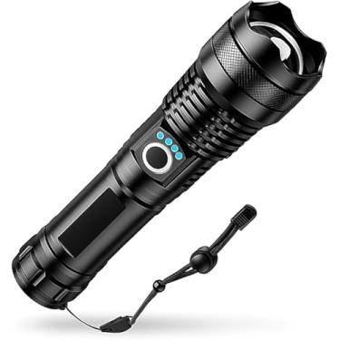 Imagem de MT114 Lanterna Tática LED Recarregável, Preta, Alta Potência com Modo Strobo, Iluminação Ultra Brilhante, para Uso em Fazendas e Atividades Externas