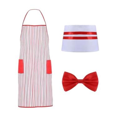 Imagem de IEUDNS de Empregada de Cozinha Listrado Vermelho E Branco de Cafeteria de Cozinha