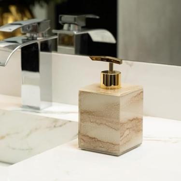 Imagem de Saboneteira Líquido 250ML Porta Sabonete Decorativo De Vidro EFEITO MÁRMORE Porta Álcool Gel Porta Sabonete Líquido (Nude,Unid)