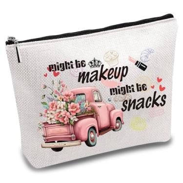 Imagem de Bolsa de maquiagem de lona rosa para carro, bolsa de cosméticos, estojo de caneta multiuso com zíper de metal, bolsa de viagem para mulheres, chaves, lápis, batom, cartão, presentes de aniversário