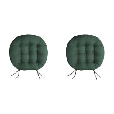 Imagem de 2 Futon Redonda 9 Furos Assento De Cadeira 40x40 cm(VERDE MILITAR)