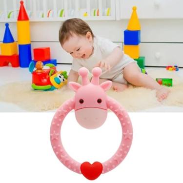 Imagem de Generic Brinquedo Adorável do Alívio da Dentição da Forma do Girafa, Massagem Suave Goma para o bebê, Brinquedo Sensorial Macio Mastigação Silicone para Fazer Compras, Viagens (Rosa)