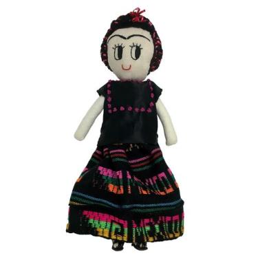 Imagem de Boneca mexicana FRIDA feita à mão com cobertor e tecido bordados - Mar