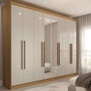 Imagem de Guarda-Roupa Casal Ele e Ela 8 Portas 4 Gavetas com Espelho Off White/