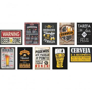 Imagem de Kit 10 Placas Decorativas Para Cantinho Do Churrasco Bebidas Lazer 30x20