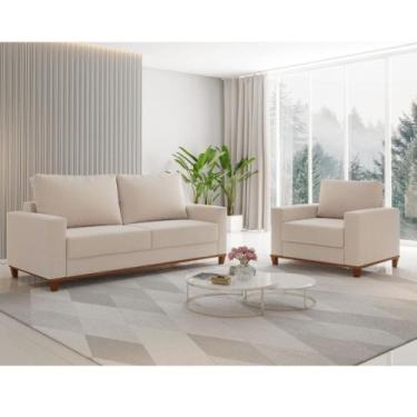 Imagem de Conjunto Sofá Living Linho 180cm Vicente com 1 Poltrona Viena Viero, L