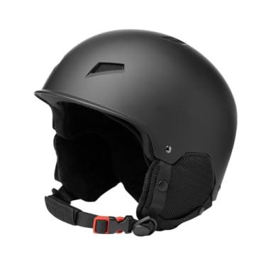 Imagem de rockible Capacete de esqui Capacete de neve Capacete de snowboard Ajuste ajustável Respirável Leve com protetores auriculares removíveis Capacete para adultos, Preto, S
