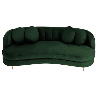 Imagem de Sofá Curvo 2 Lugares Orgânico Sala Recepção Luxo Panamá 160cm Suede Verde