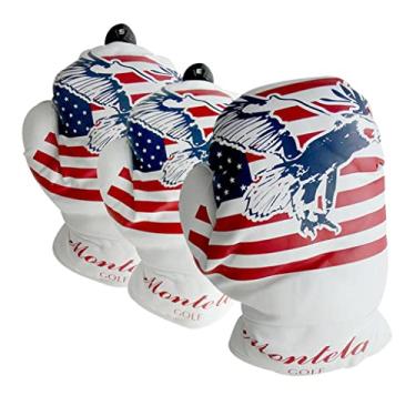 Imagem de Capa de ferro de madeira 3X, capa de taco de martelo, capas de cabeça de golfe PU, ajuste universal nº 1 3 5 design de luvas de motorista ou boxeador de madeira, presente para golfistas, branco