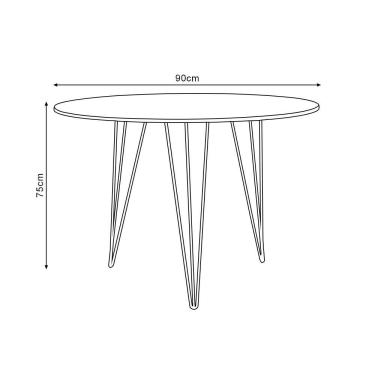 Imagem de Mesa De Jantar Redonda 90Cm Preta Clips 3 Pés Com 4 Cadeiras Eames Eiffel Brancas Ferro Branco