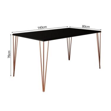 Imagem de Mesa De Jantar 140X80Cm Tampo Preto Com Base Cobre Preto